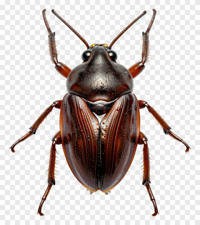 A shiny brown beetle with detailed texture.