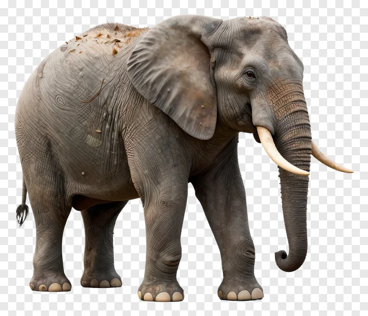 African elephant with tusks standing