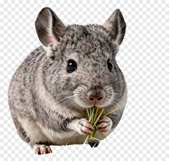 A chinchilla eating grass.