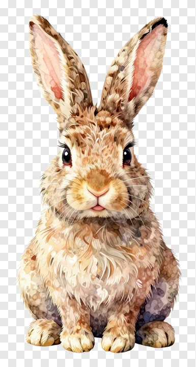 A cute sitting Easter bunny with fluffy fur.