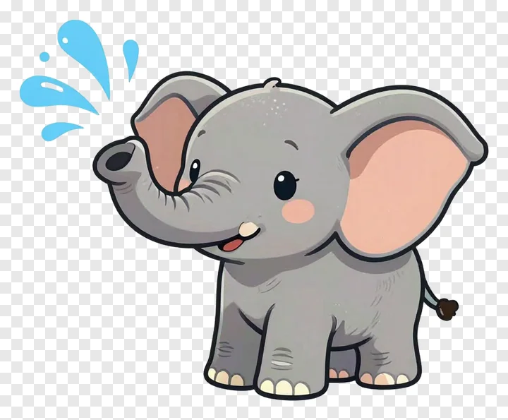 A baby elephant spraying water from its trunk.