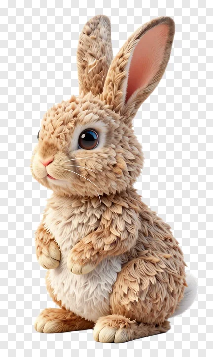 A sitting Easter bunny with leaf-like textured fur.