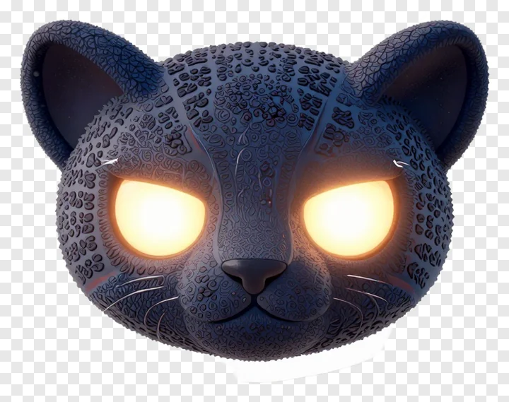A jaguar head with glowing eyes and detailed patterns.