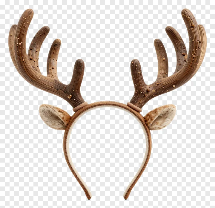 A reindeer antlers headband with furry ears.