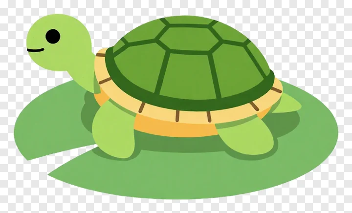 A cartoon turtle on a lily pad with a green shell.