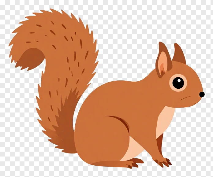 Cartoon squirrel with fanned tail