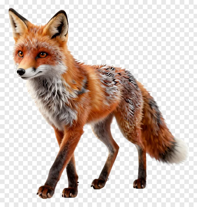 Red fox walking in steampunk style