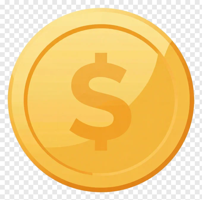 A gold coin with a dollar sign symbol.