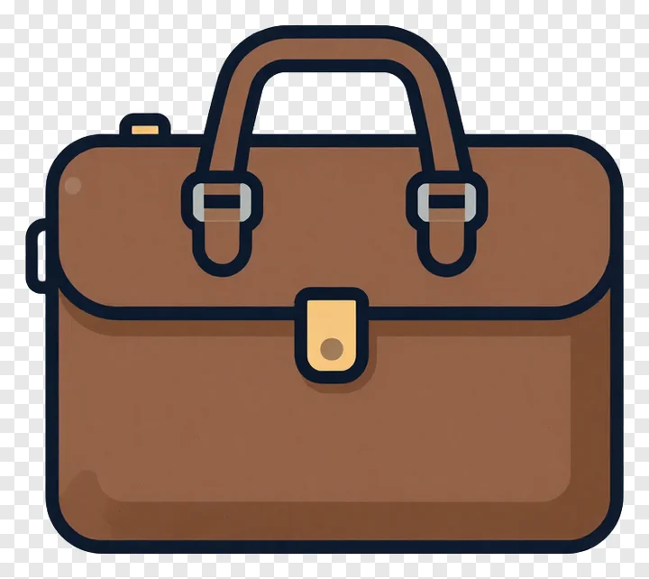 Brown leather briefcase with handle and buckle.