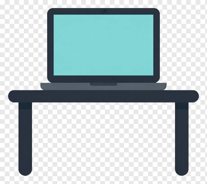 A desk with a laptop on it.