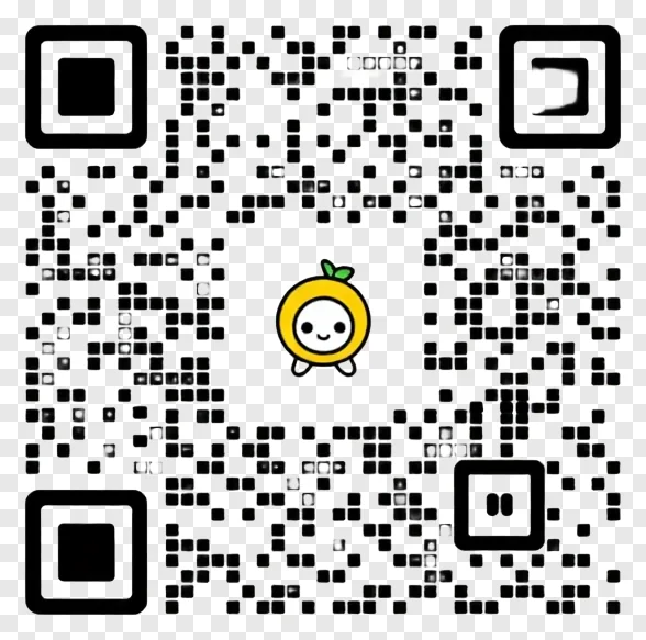 QR code featuring a smiling orange character.