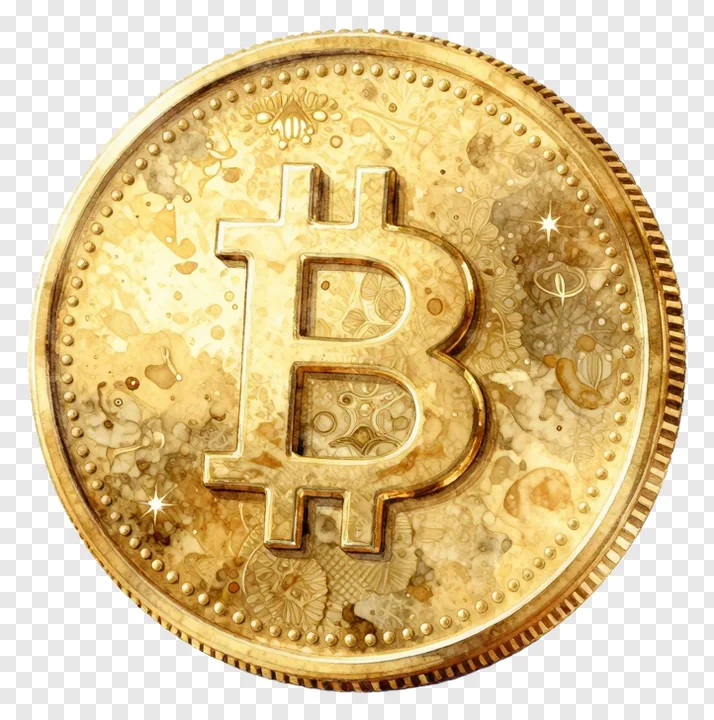 Golden Bitcoin coin with floral design