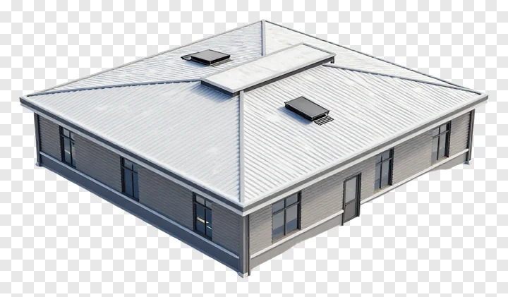 Office building with snow on roof