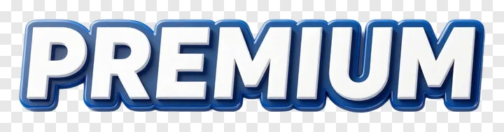 The word 'PREMIUM' in bold 3D white letters with a blue outline.