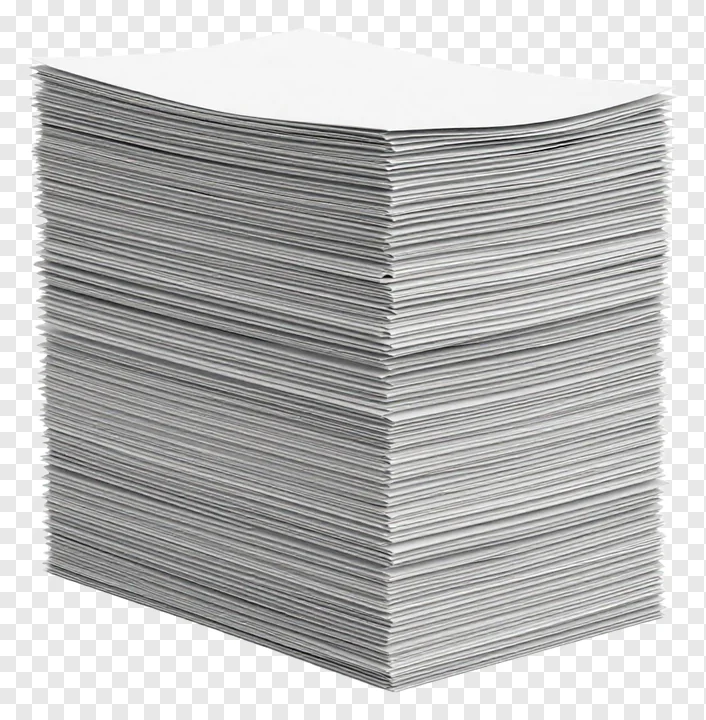 A stack of white paper files.