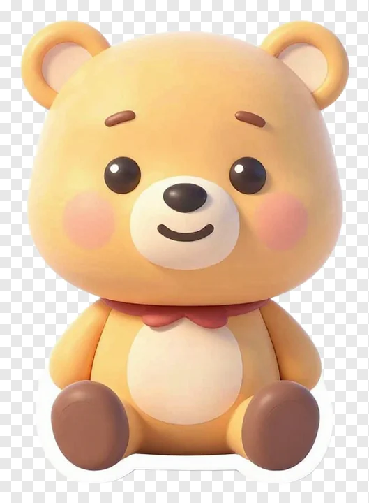 A 3D cartoon bear with a red bowtie.