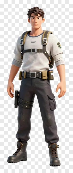 Battle royale player character in tactical gear.