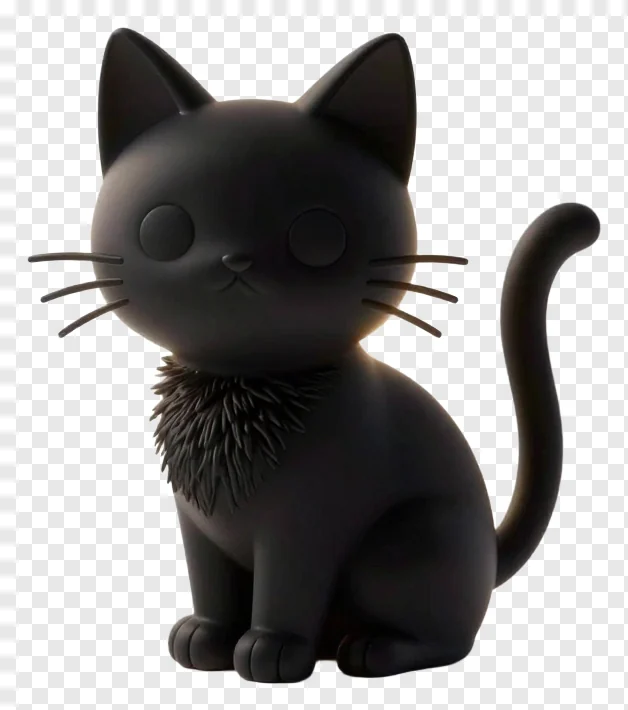 Black cat figurine with textured collar.