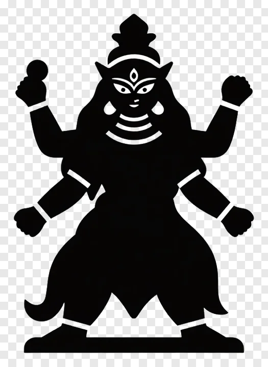 Four-armed black statue of Goddess Durga