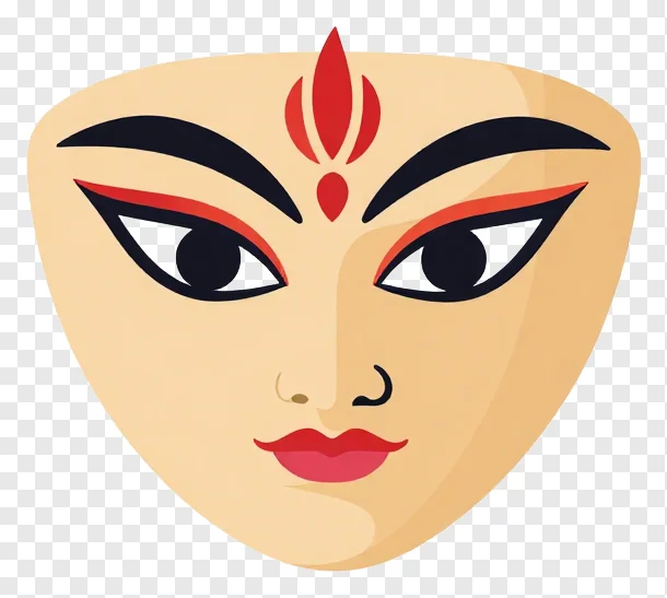 Stylized face of Durga Maa with red bindi.