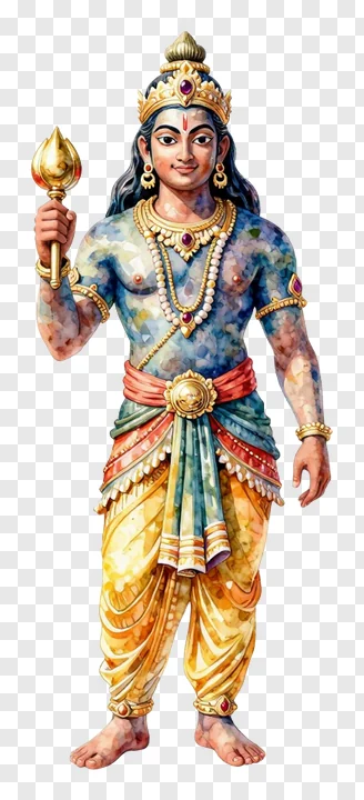 Blue Ravana effigy holding a torch.