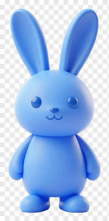 A blue standing Easter bunny with smooth surface.