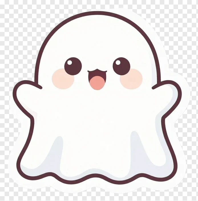 A cute ghost with an open mouth and blush cheeks.