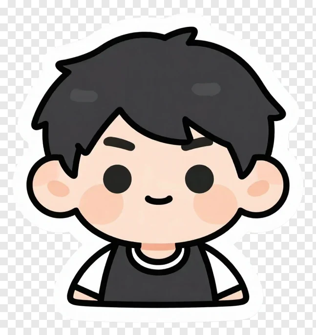 Chibi-style battle royale player character with black hair and simple clothing.
