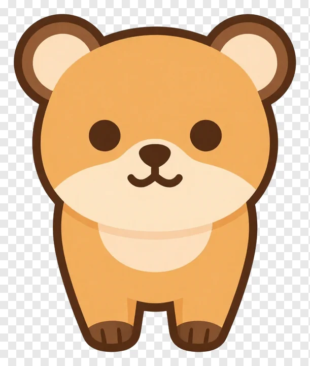 A cute cartoon bear character with a smiling face.