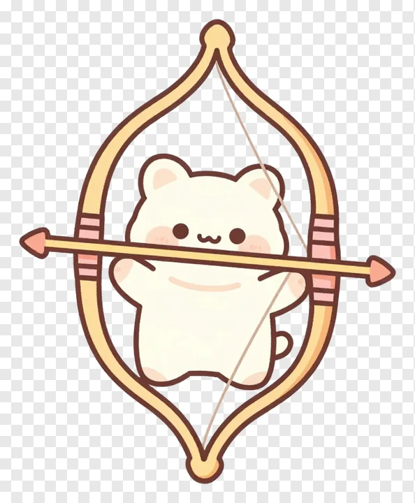 A cute cartoon bear holding a bow and arrow.
