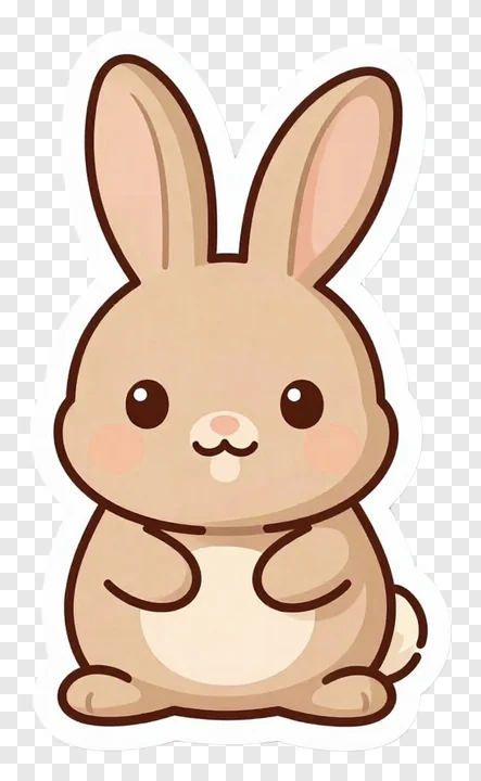 A cute brown sitting Easter bunny with pink cheeks.