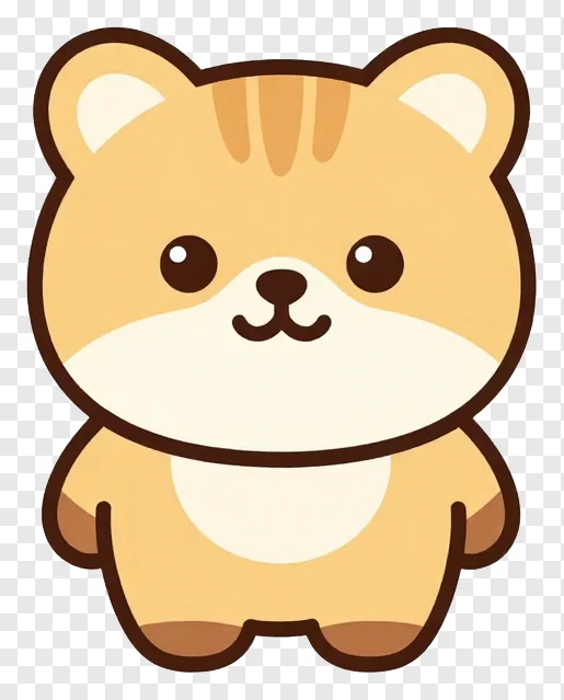 A cute cartoon bear character with a white chest and round ears.