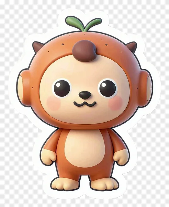 A cute cartoon monkey with leafy hair.