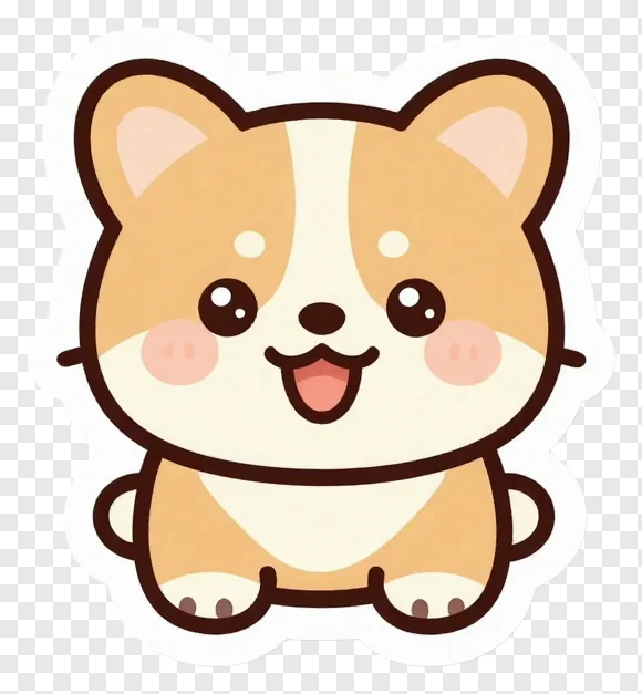 A cute cartoon corgi dog with a happy expression.