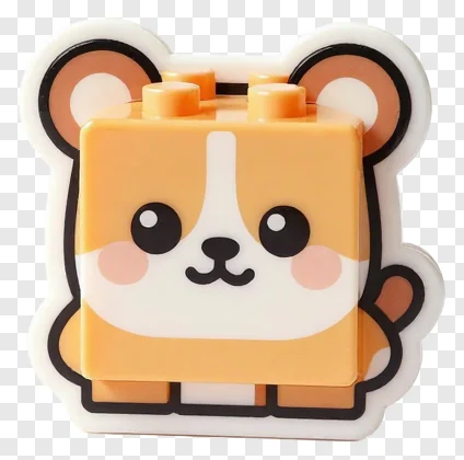 A cute cartoon dog building block toy.