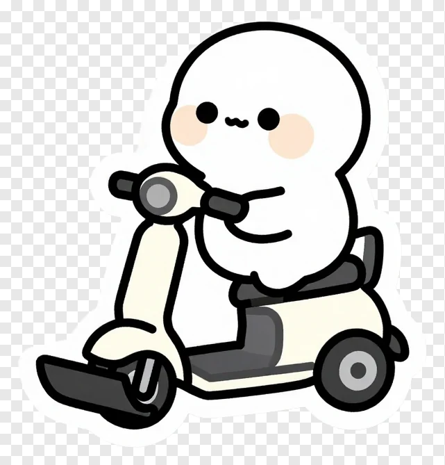 A cute ghost riding a scooter.
