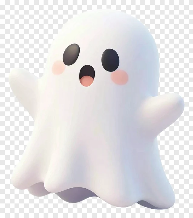 A cute white ghost with outstretched arms.