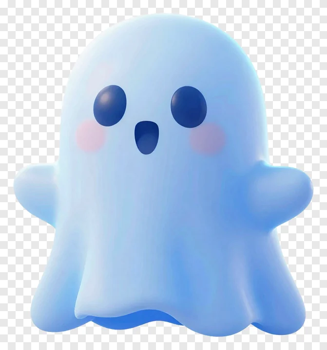 A cute blue ghost with a smooth gradient and rosy cheeks.