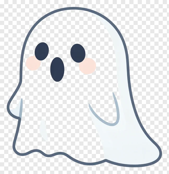 A cute ghost with pink cheeks and a friendly expression.