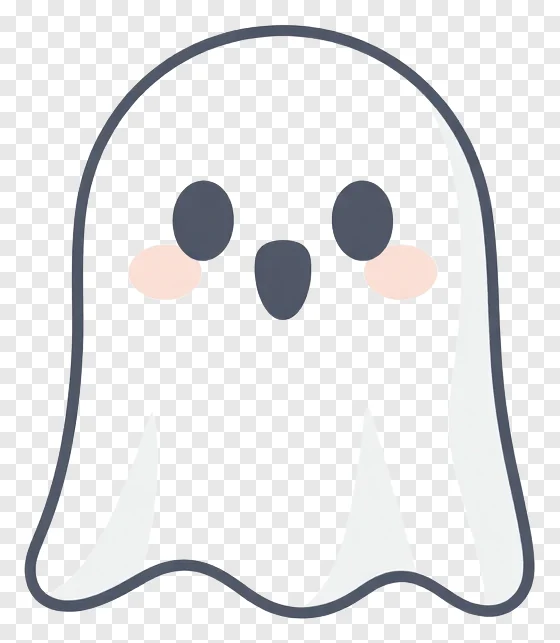 A cute, rounded ghost with big eyes and a soft smile.