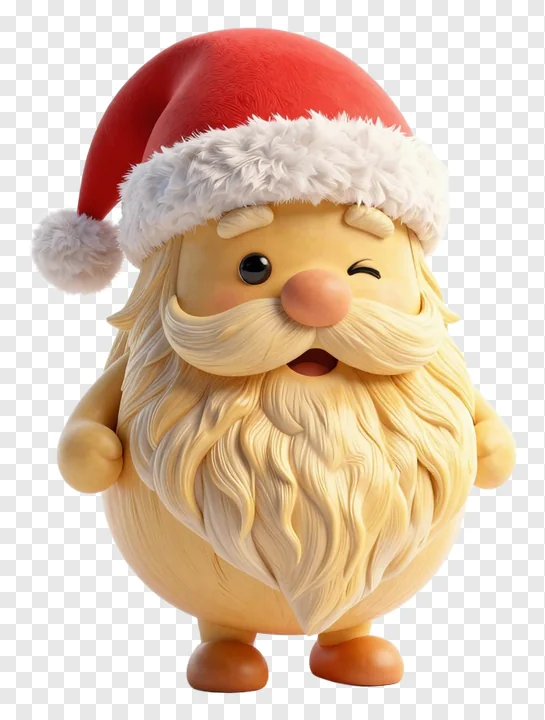 A cute 3D Santa Claus with a golden beard and red hat.