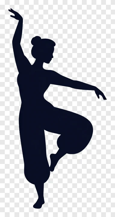 A dark blue garba dancer leaping in motion.