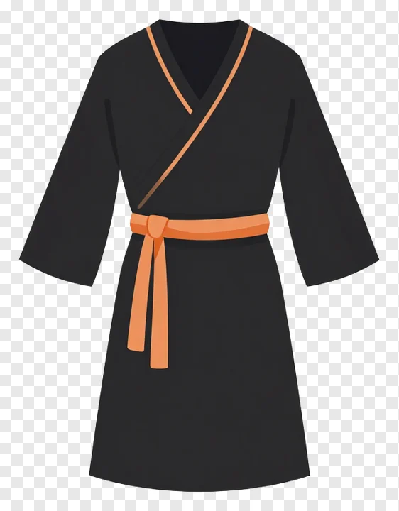 A dark traditional robe with a belt.