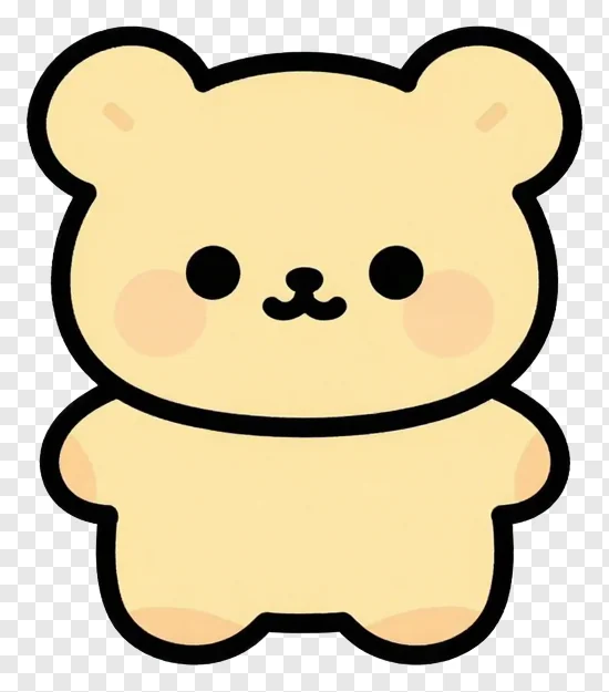 A cute yellow bear with rosy cheeks and a smiling face.