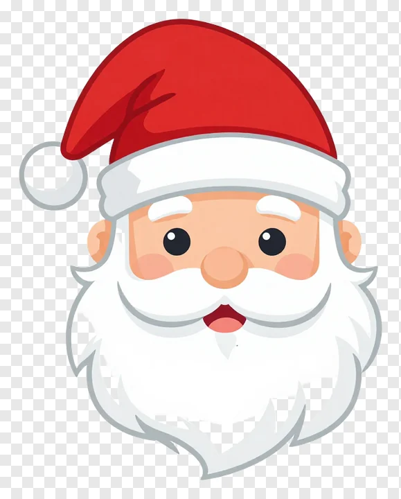 Cartoon Santa Claus face with red hat.