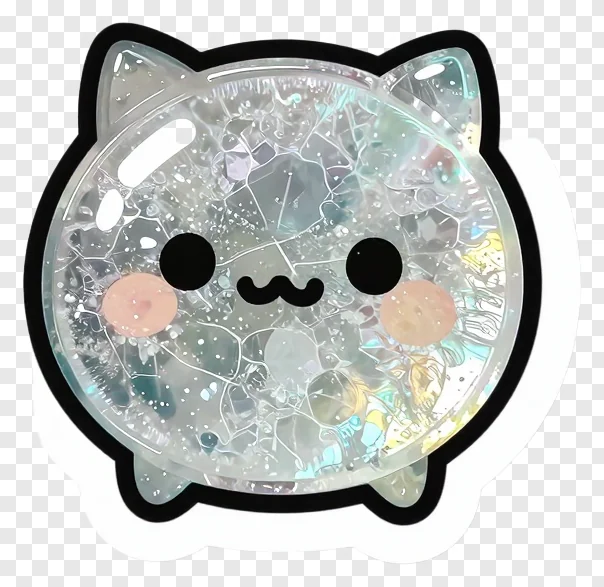 A cartoon cat with a frosted glass geode body.