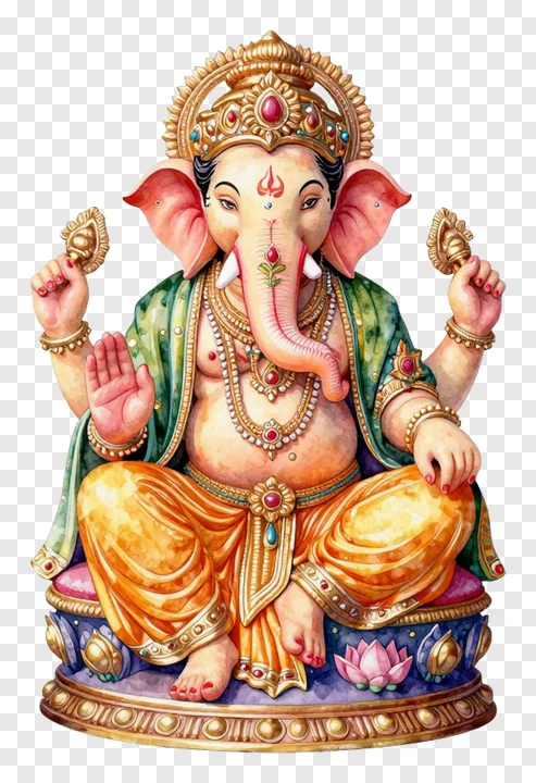 Statue of Lord Ganesha with floral pedestal