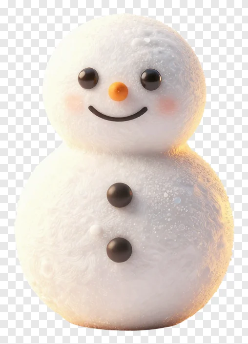A glowing snowman with a warm inner light.