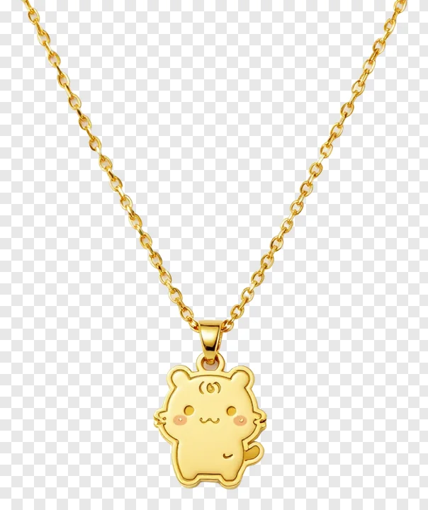Gold necklace with a cute animal-shaped pendant.