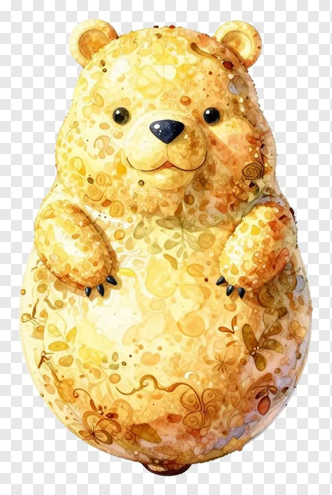 A golden bear with a honeycomb texture.